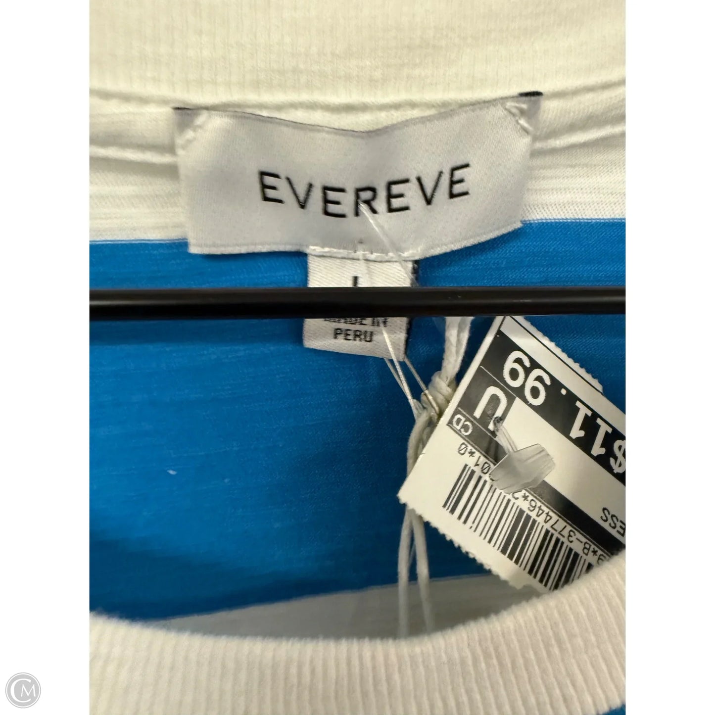 Top Sleeveless By Evereve In Blue & White, Size: L
