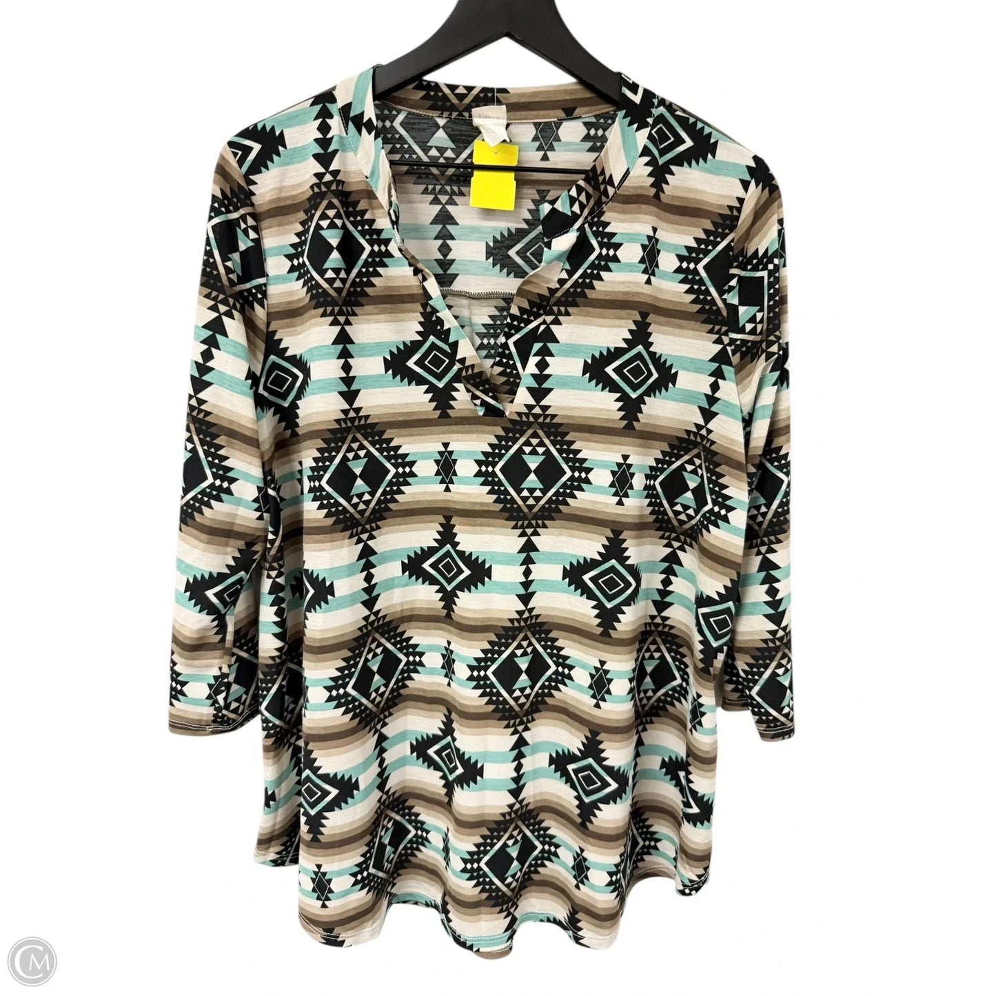 Top 3/4 Sleeve By Sew In Love In Brown & Cream, Size: L