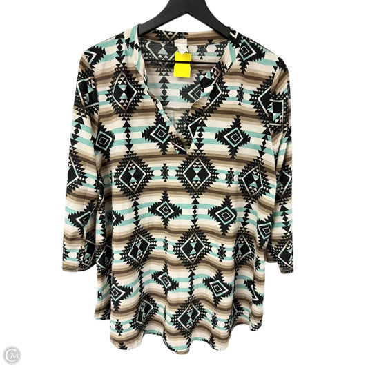 Top 3/4 Sleeve By Sew In Love In Brown & Cream, Size: L