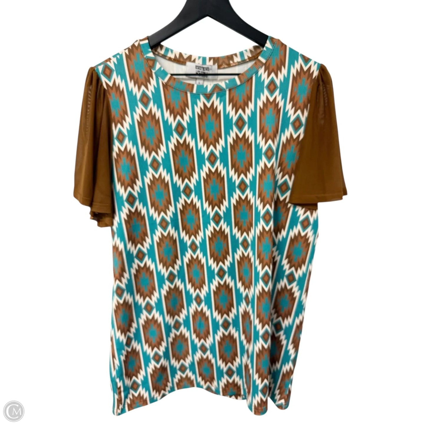 Top Short Sleeve By Clothes Mentor In Brown & Green, Size: L