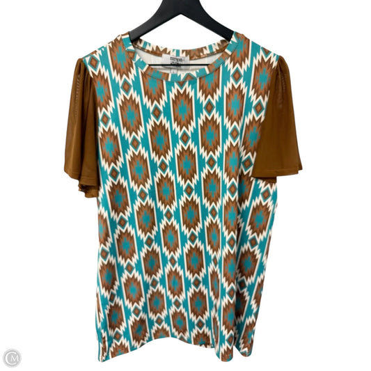 Top Short Sleeve By Clothes Mentor In Brown & Green, Size: L