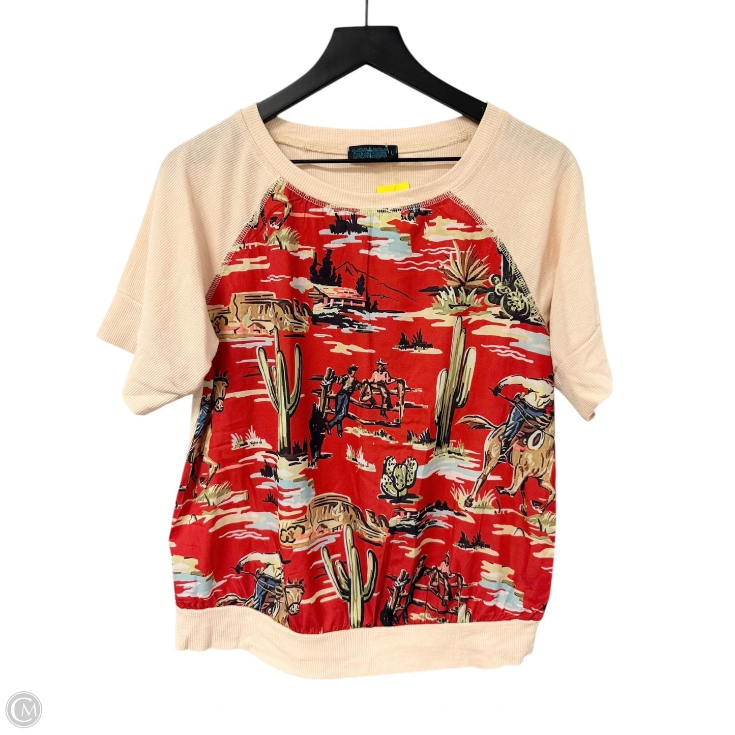 Top Short Sleeve By Clothes Mentor In Cream & Red, Size: L