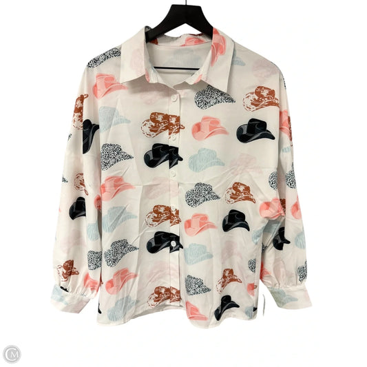 Blouse Long Sleeve By Clothes Mentor In White, Size: M