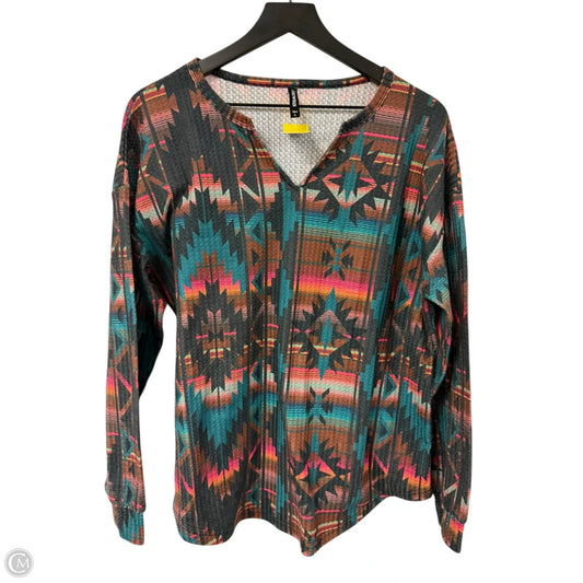 Top Long Sleeve By Crazy Train In Black & Brown, Size: L