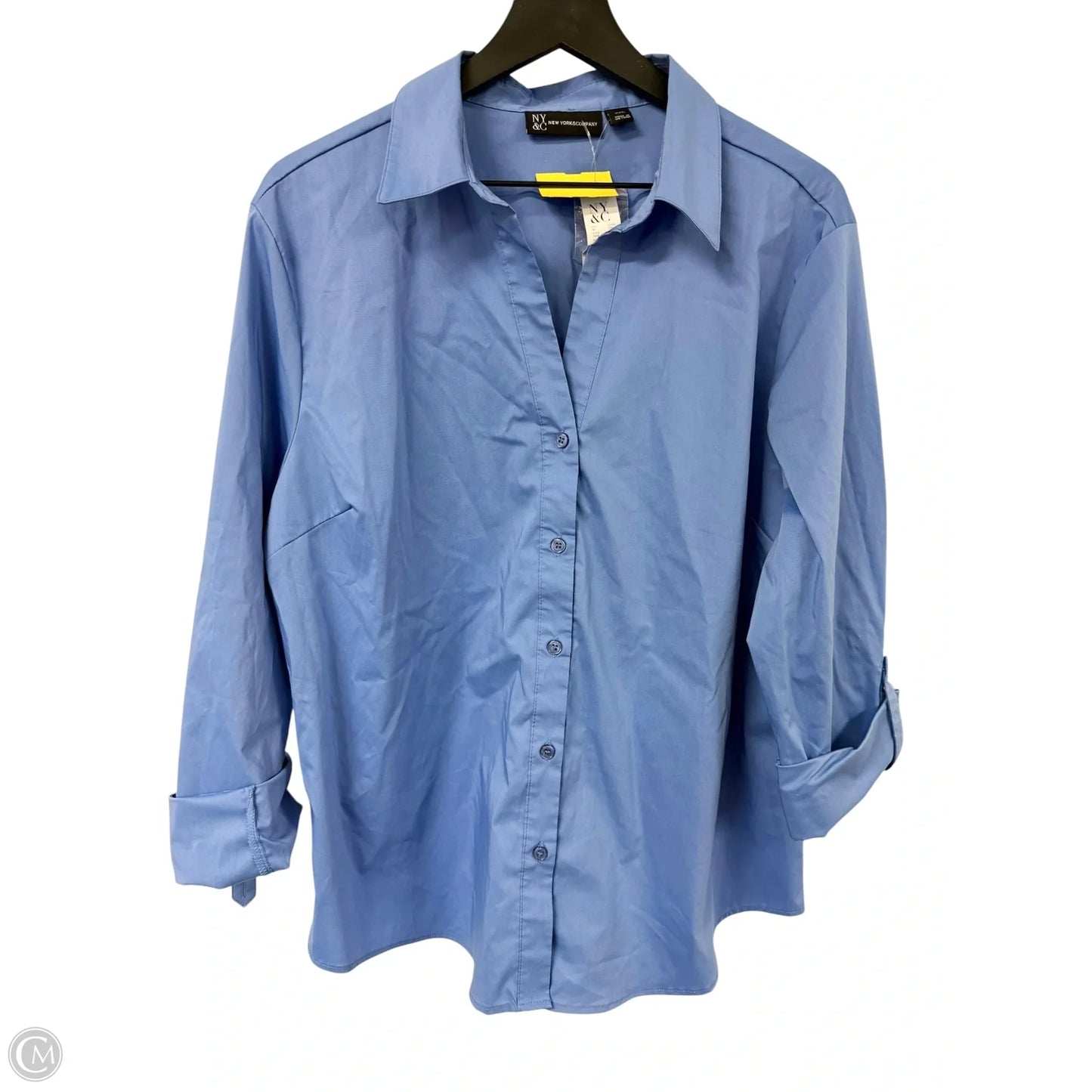 Blouse Long Sleeve By New York And Co In Blue, Size: Xxl