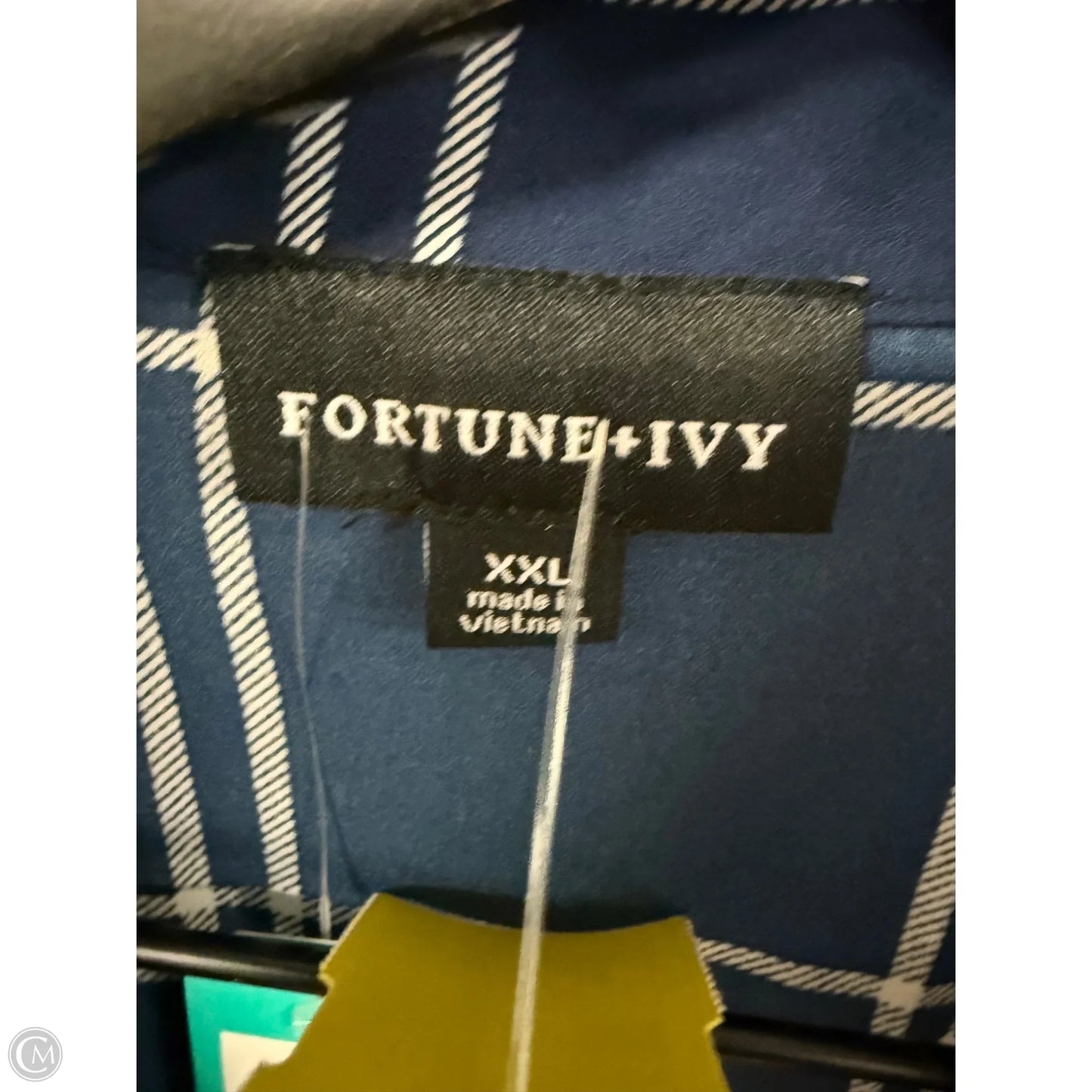 Top 3/4 Sleeve By Fortune & Ivy In Blue, Size: Xxl