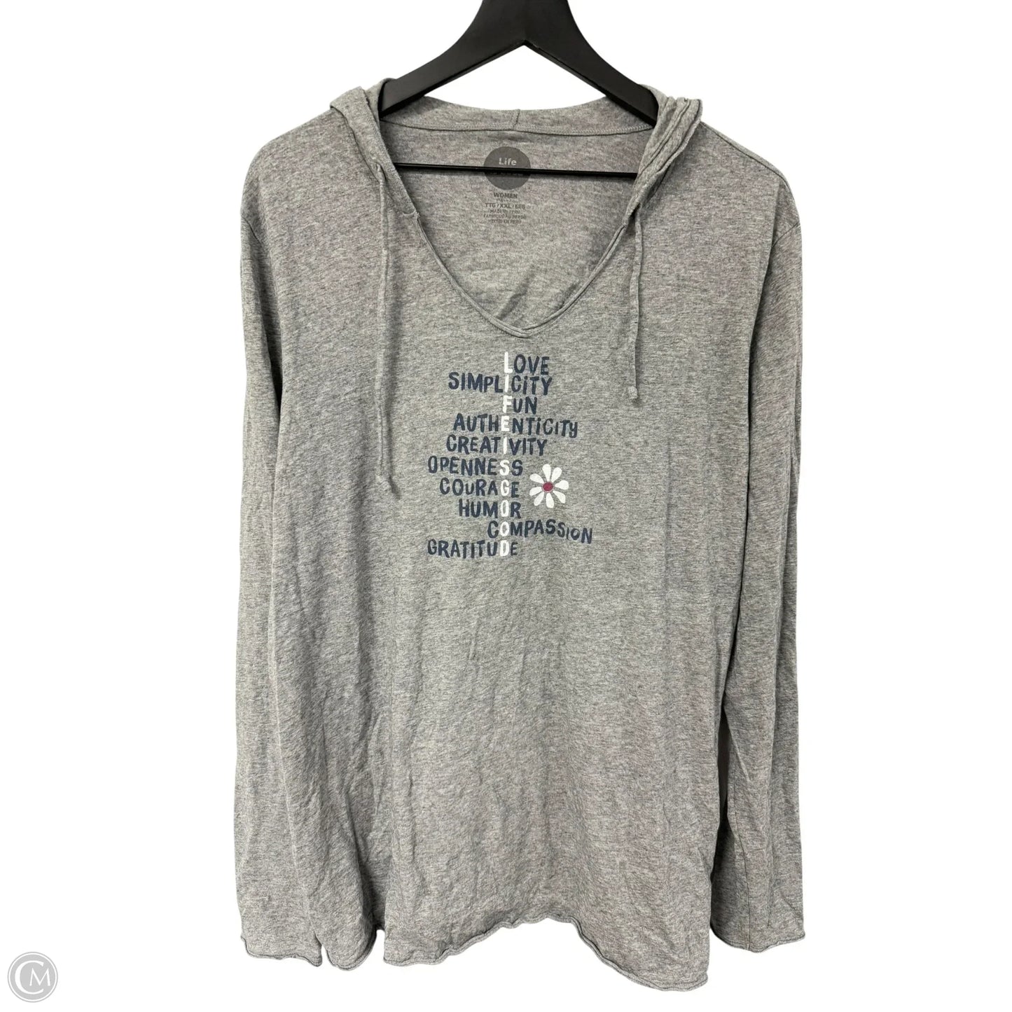 Top Long Sleeve By Life Is Good In Grey, Size: Xxl