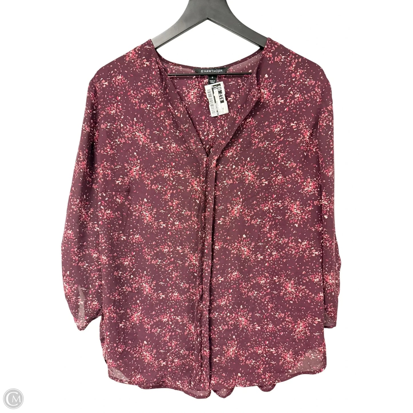 Top 3/4 Sleeve By 41 Hawthorn In Purple, Size: 1x