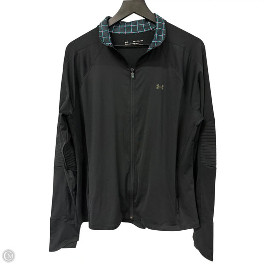 Athletic Top Long Sleeve Collar By Under Armour In Black, Size: Xxl