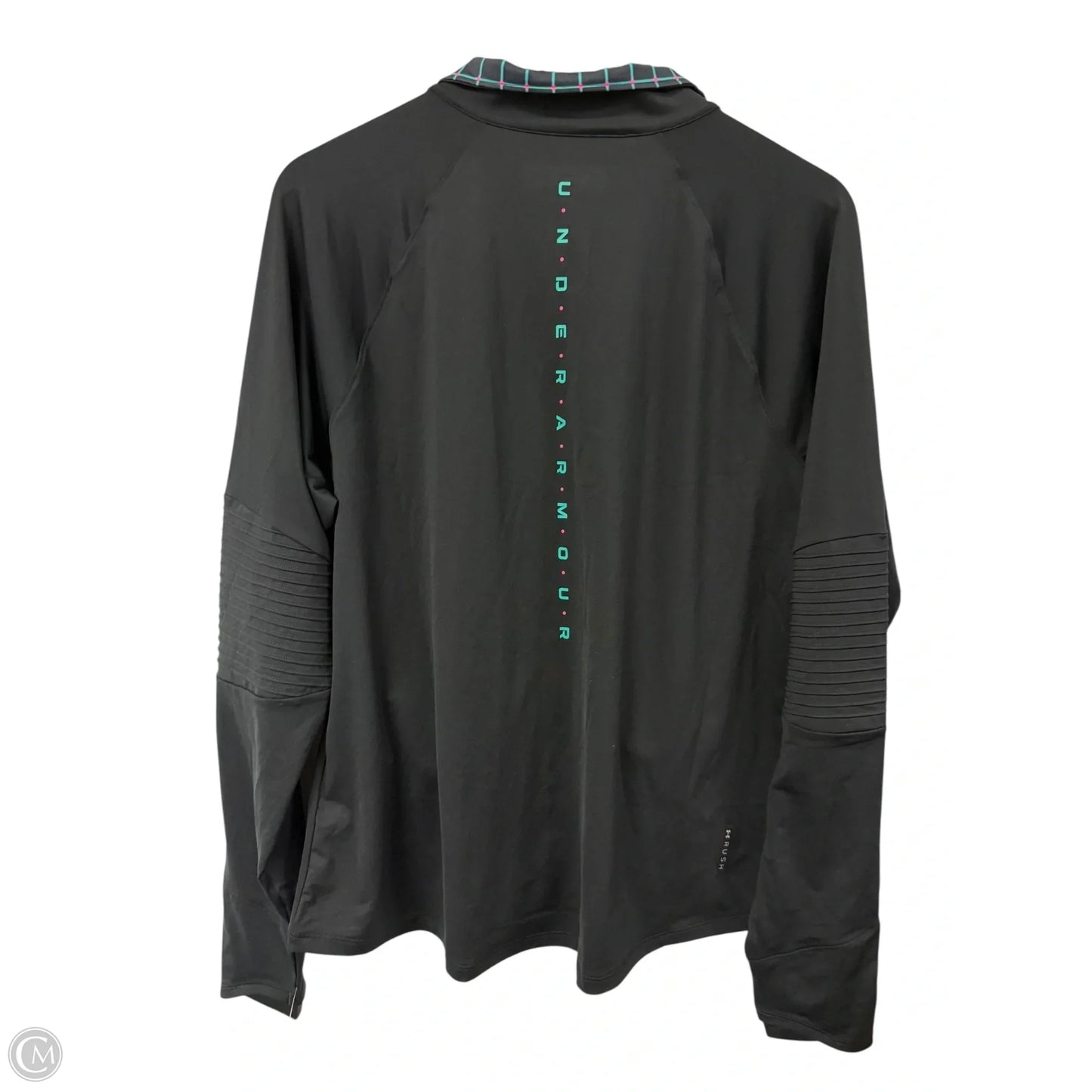 Athletic Top Long Sleeve Collar By Under Armour In Black, Size: Xxl