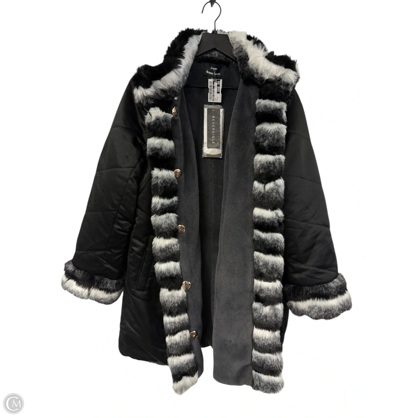 Coat Faux Fur & Sherpa By Dennis Basso Qvc In Black, Size: Xs