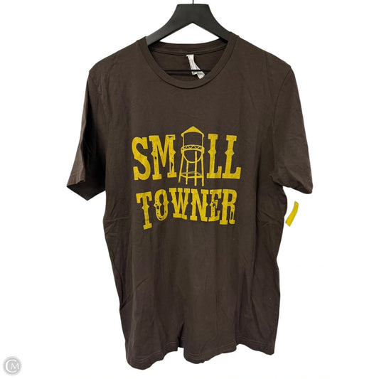 Top Short Sleeve By Bella + Canvas In Brown, Size: L