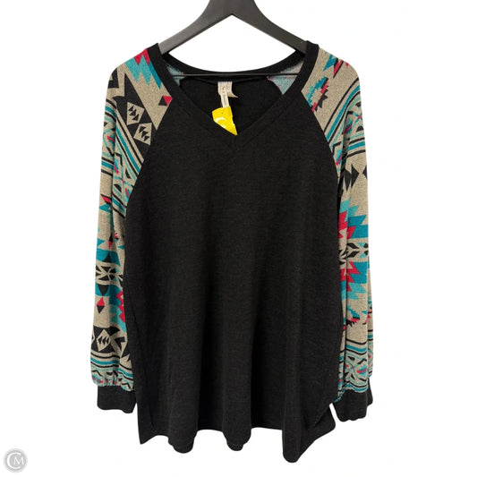Top Long Sleeve By Clothes Mentor In Black, Size: 1x