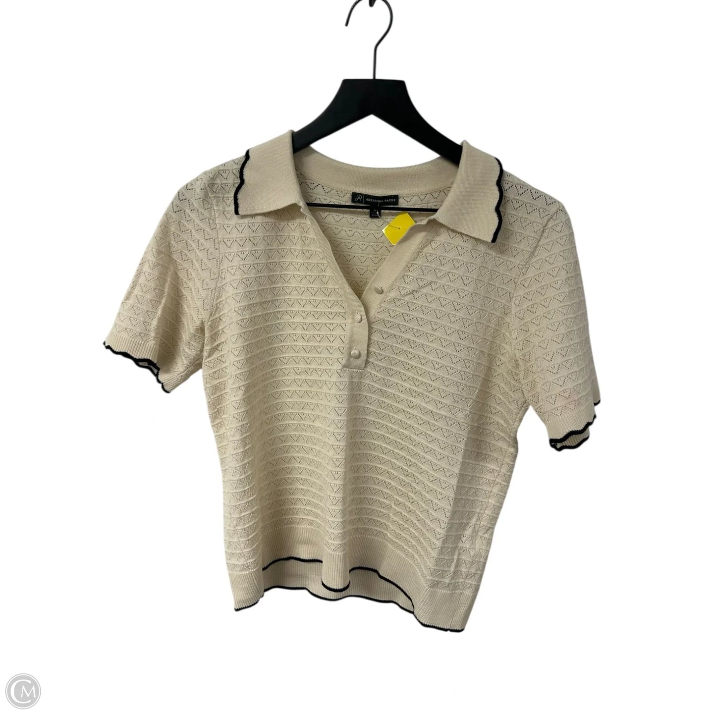 Sweater Short Sleeve By Adrianna Papell In Cream, Size: M