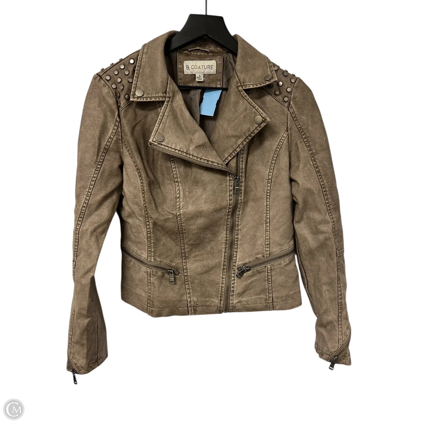 Jacket Moto By Clothes Mentor In Brown, Size: S