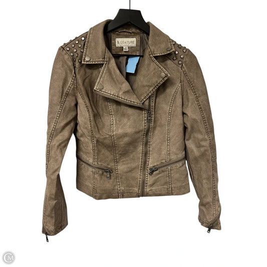 Jacket Moto By Clothes Mentor In Brown, Size: S