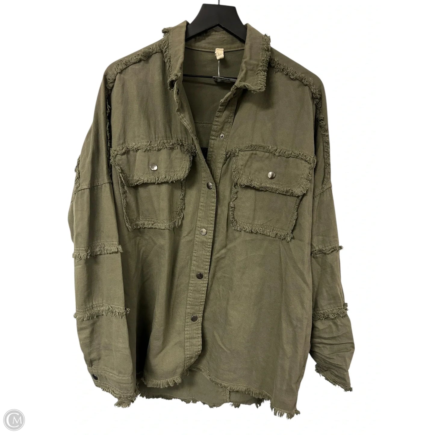 Jacket Shirt By Elan In Green, Size: M