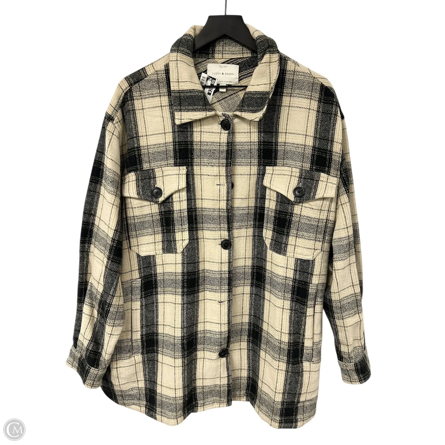Jacket Shirt By Lucky Brand In Plaid Pattern, Size: L