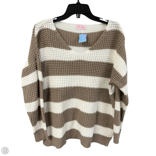 Sweater By Pink Lily In Tan & White, Size: S