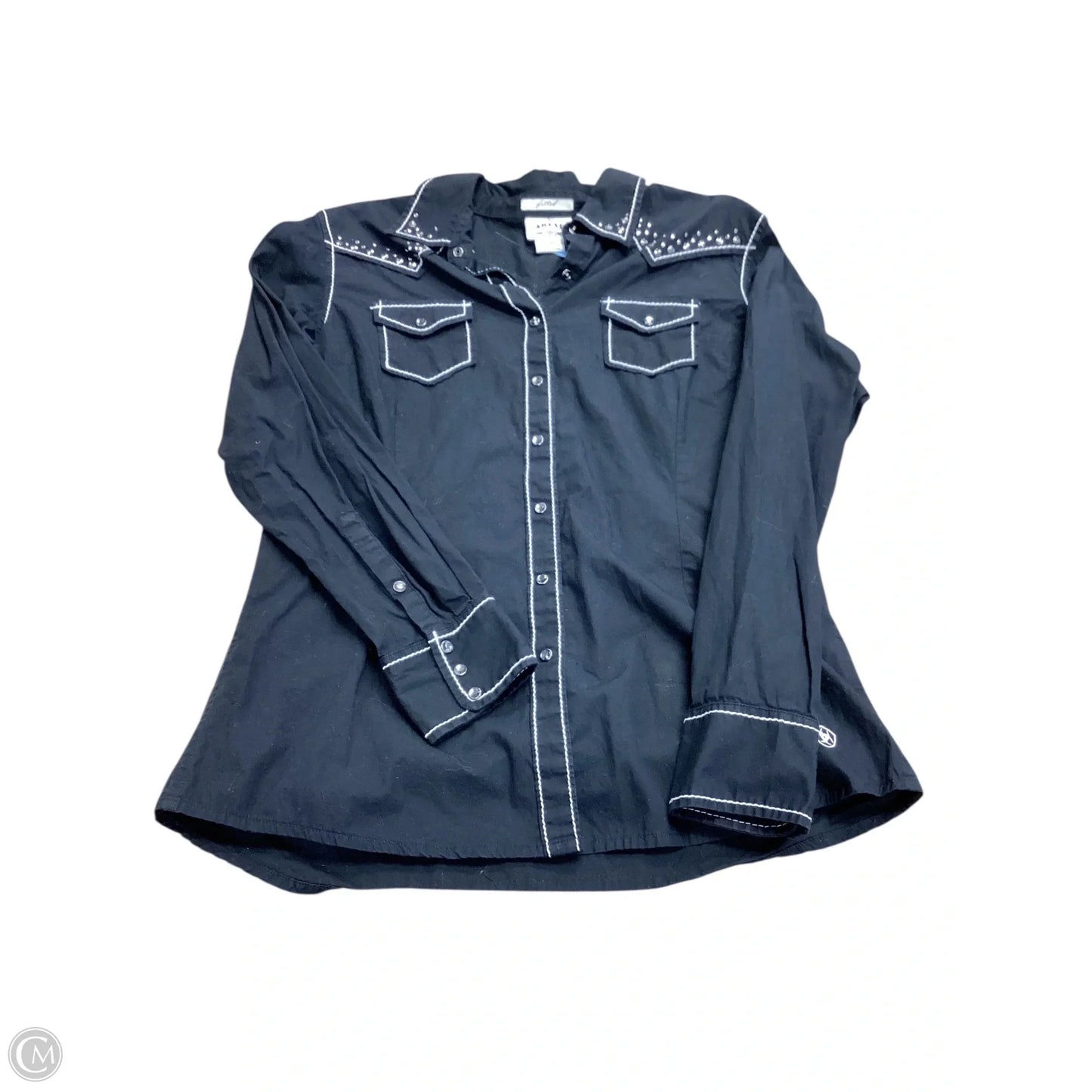 Blouse Long Sleeve By Ariat In Black, Size: L