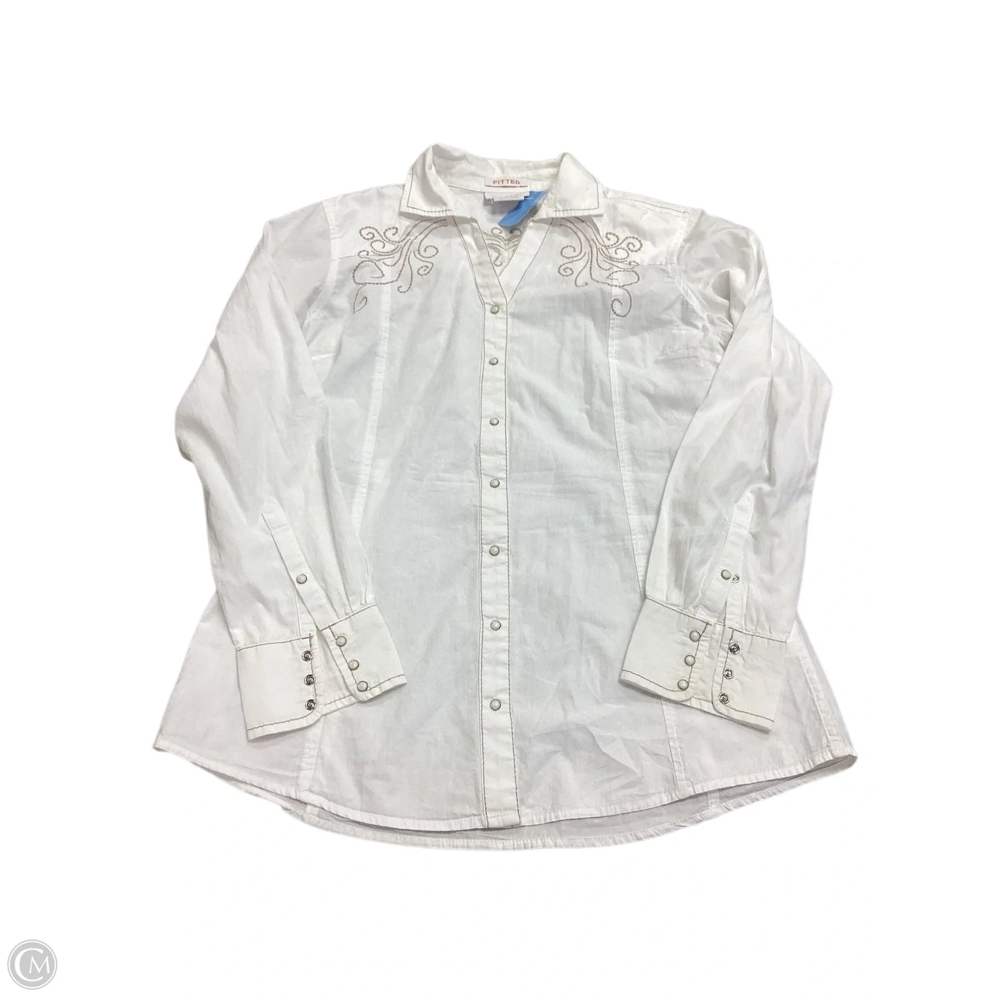 Blouse Long Sleeve By Ariat In White, Size: L