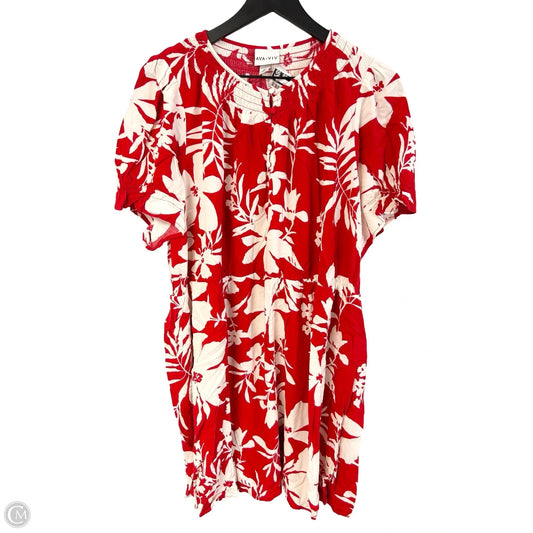 Dress Casual Short By Ava & Viv In Red & White, Size: 2x