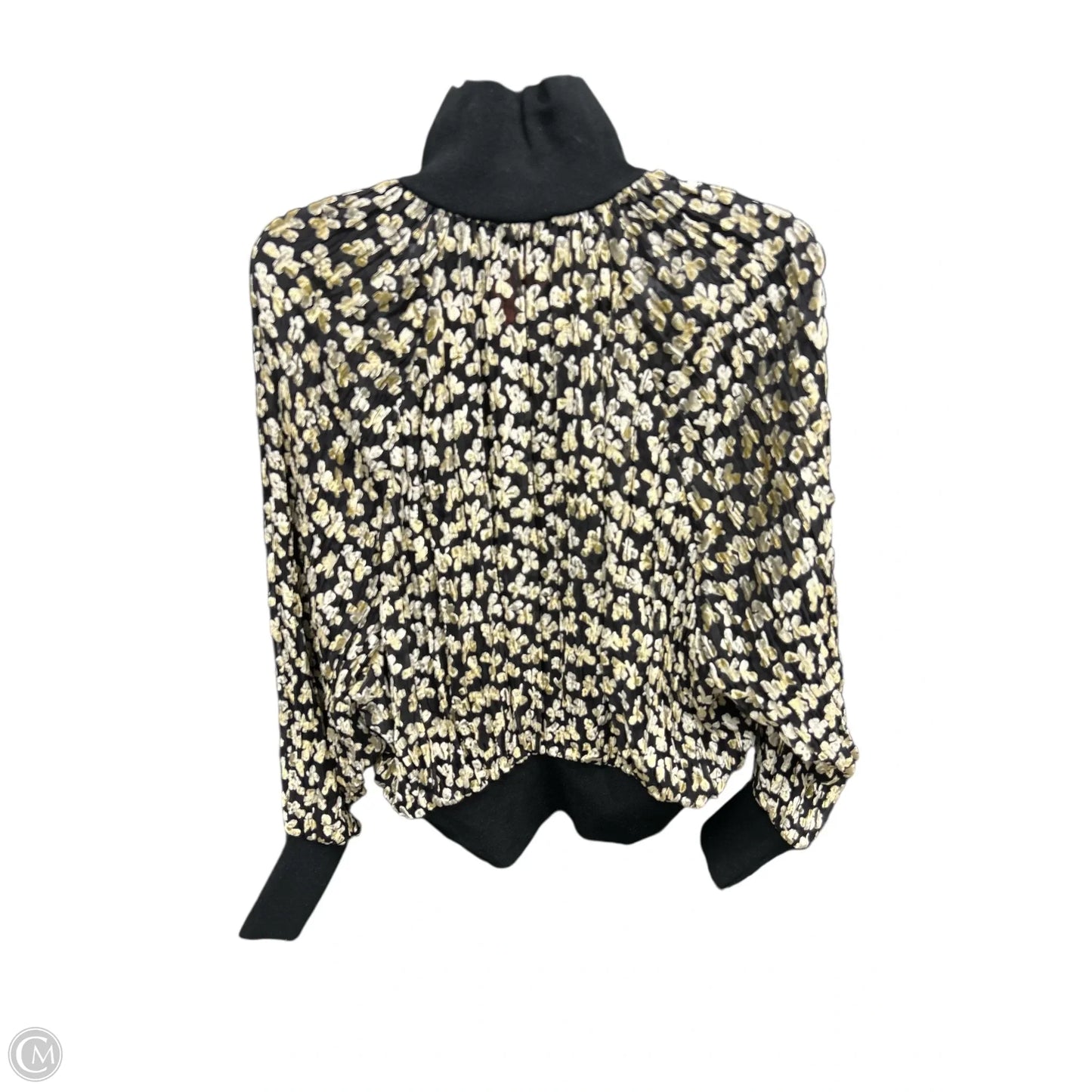 Top Long Sleeve Designer By Tory Burch In Black & Cream, Size: 6