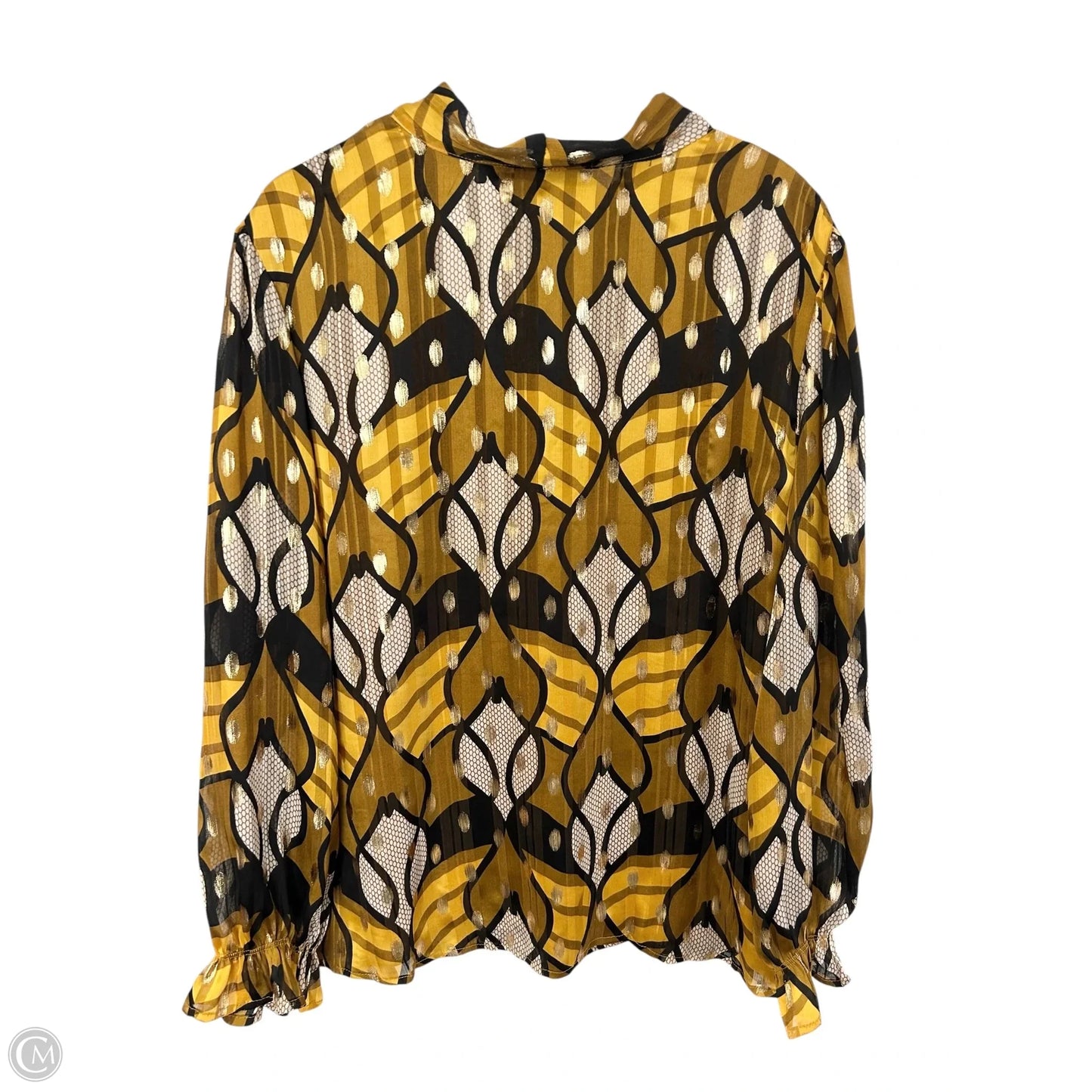 Top Long Sleeve By Ashley Stewart In Black & Yellow, Size: 18