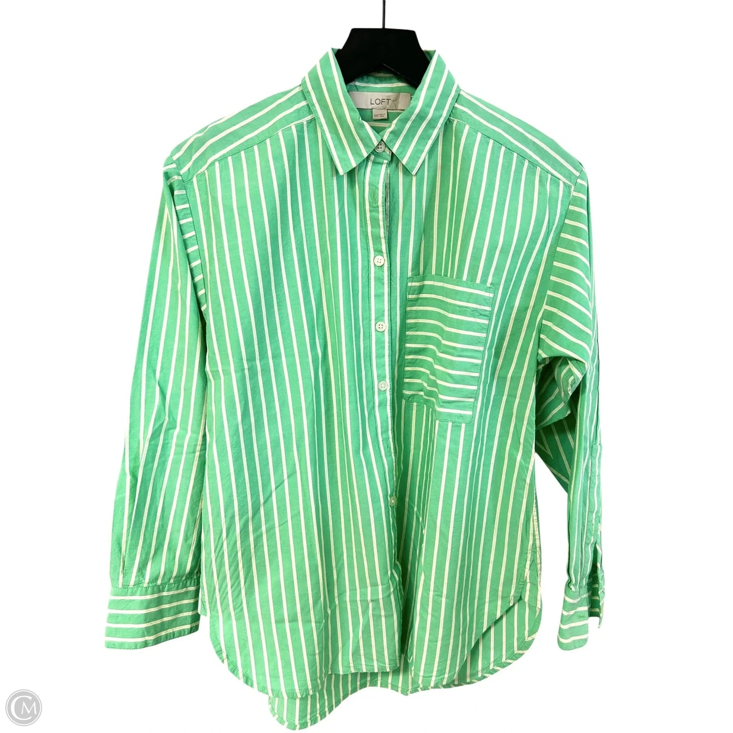 Blouse Long Sleeve By Loft In Green, Size: Xxs
