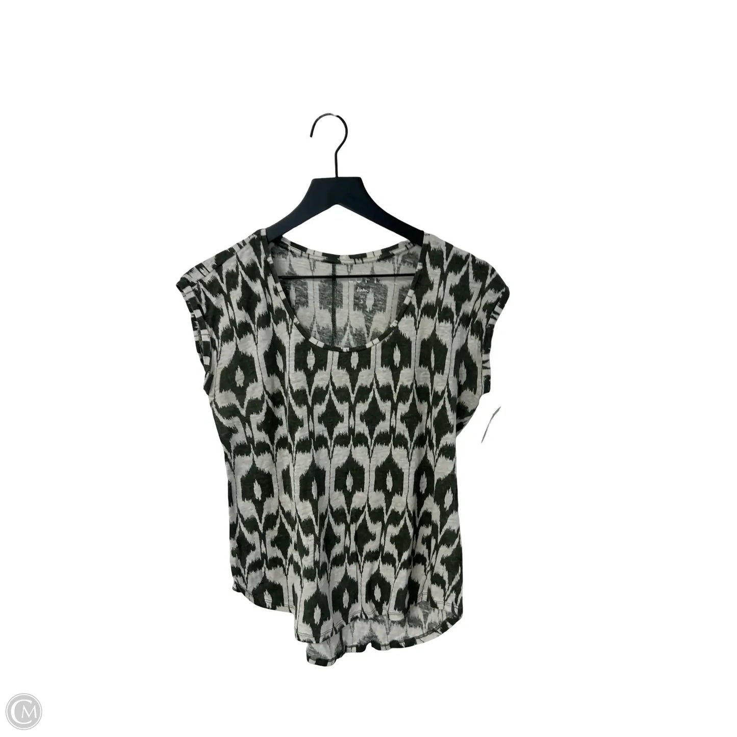 Top Short Sleeve By Loft In Cream & Green, Size: S