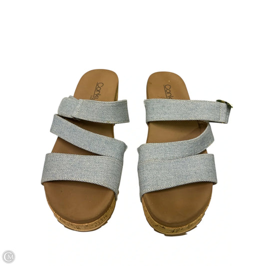 Sandals Heels Wedge By Corkys In Blue, Size: 7