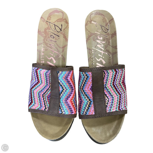 Sandals Heels Wedge By Blowfish In Multi-colored, Size: 9