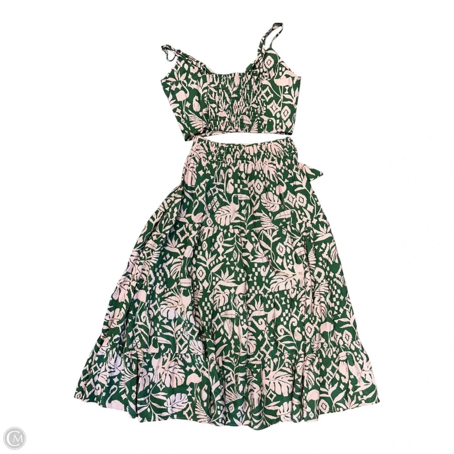 Skirt Set 2pc By Dress Forum In Green & Pink, Size: S