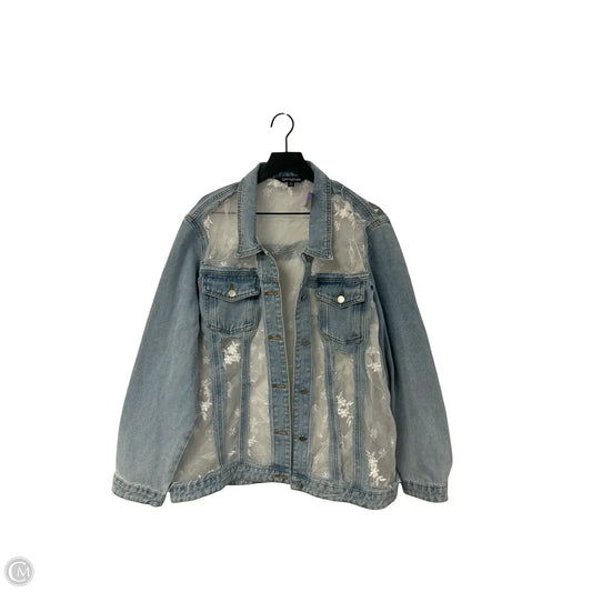 Jacket Denim By Davi & Dani In Blue & White, Size: 3x