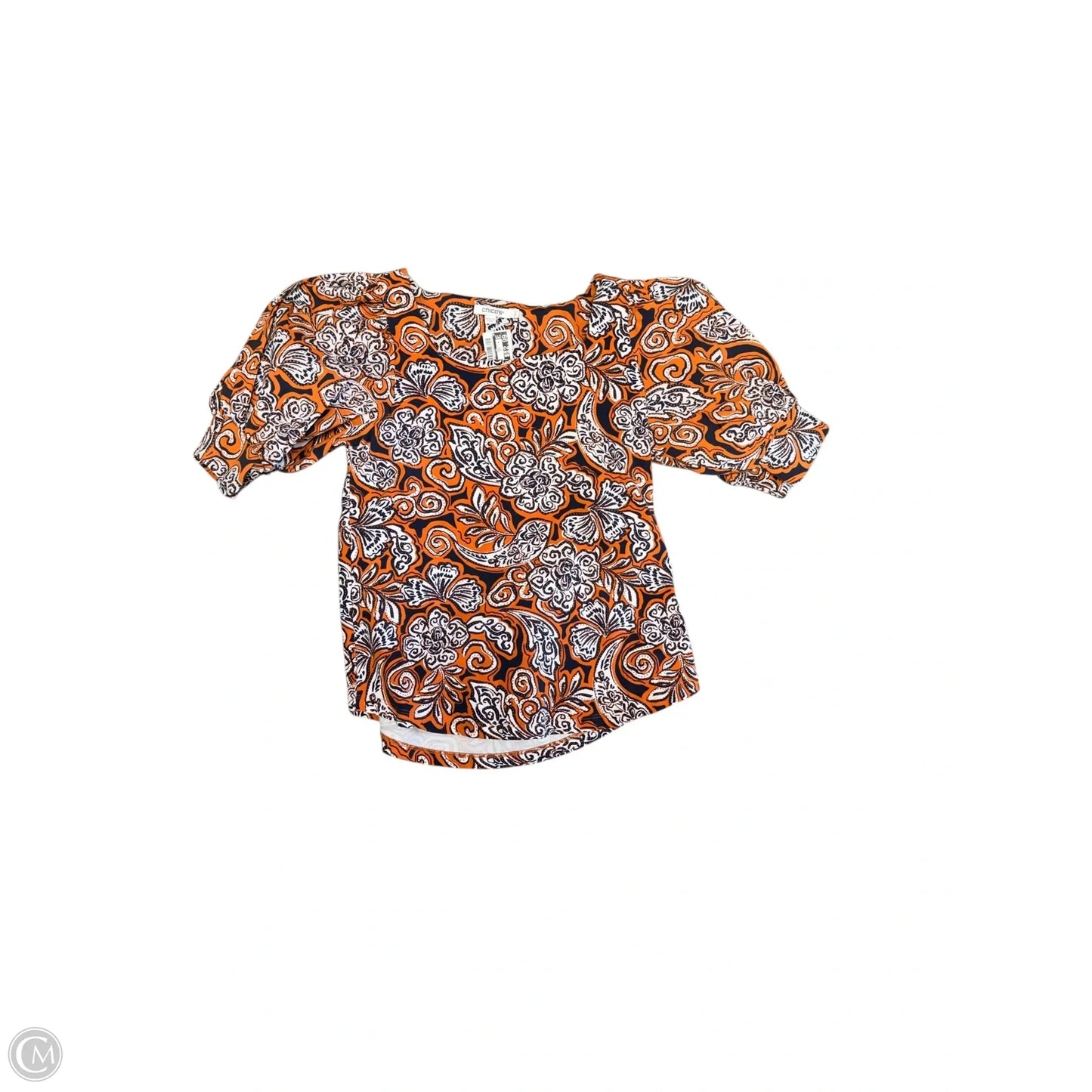 Top Short Sleeve By Chicos In Blue & Orange, Size: S