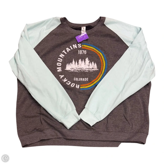 Sweatshirt Crewneck By Clothes Mentor In Blue & Grey, Size: 2x