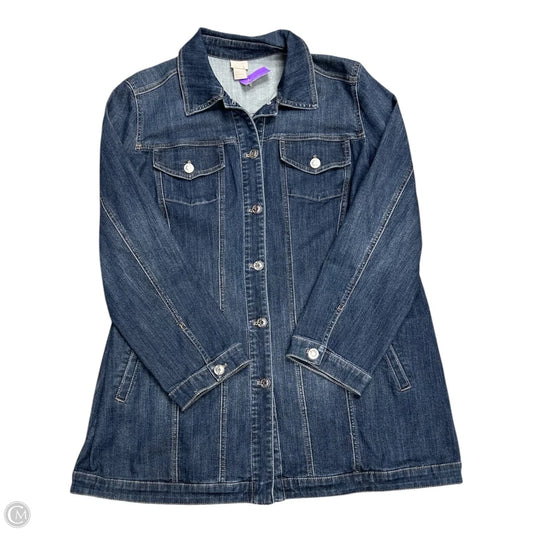 Jacket Denim By Chicos In Blue Denim, Size: Xl