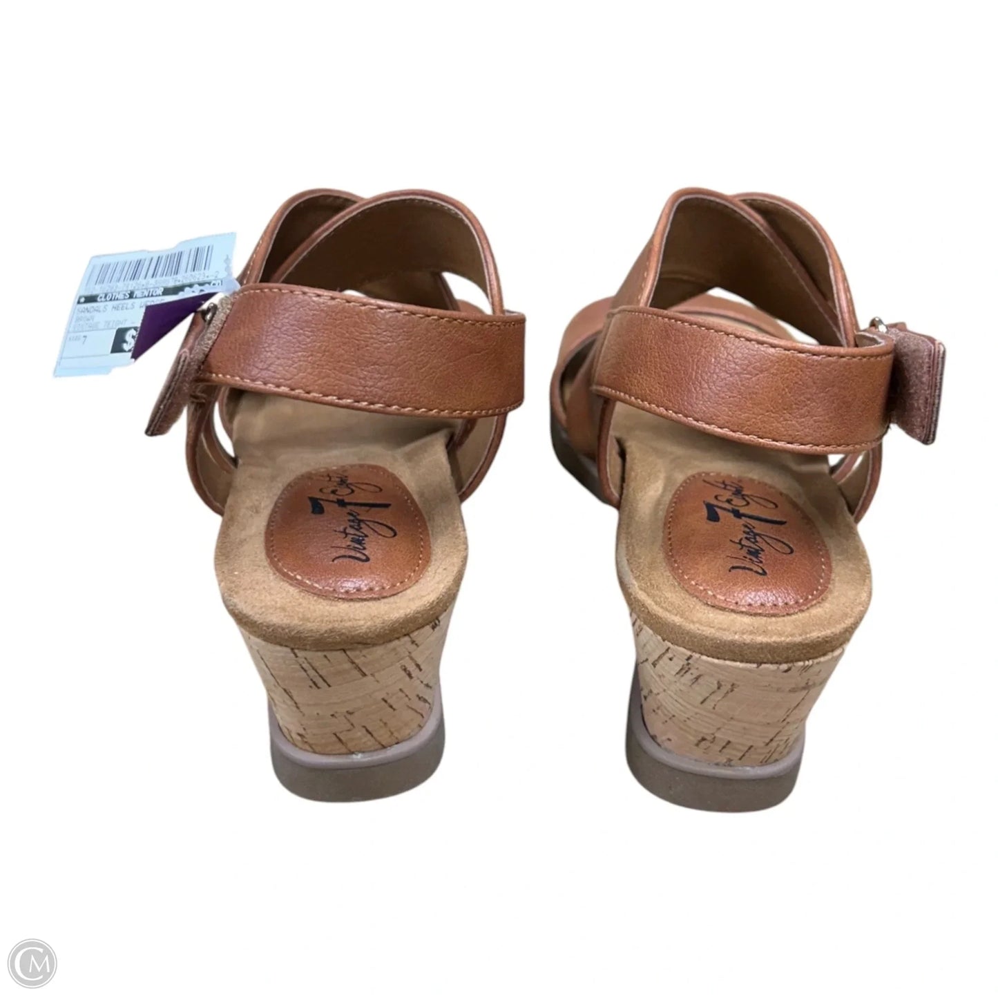Sandals Heels Wedge By Clothes Mentor In Brown, Size: 7
