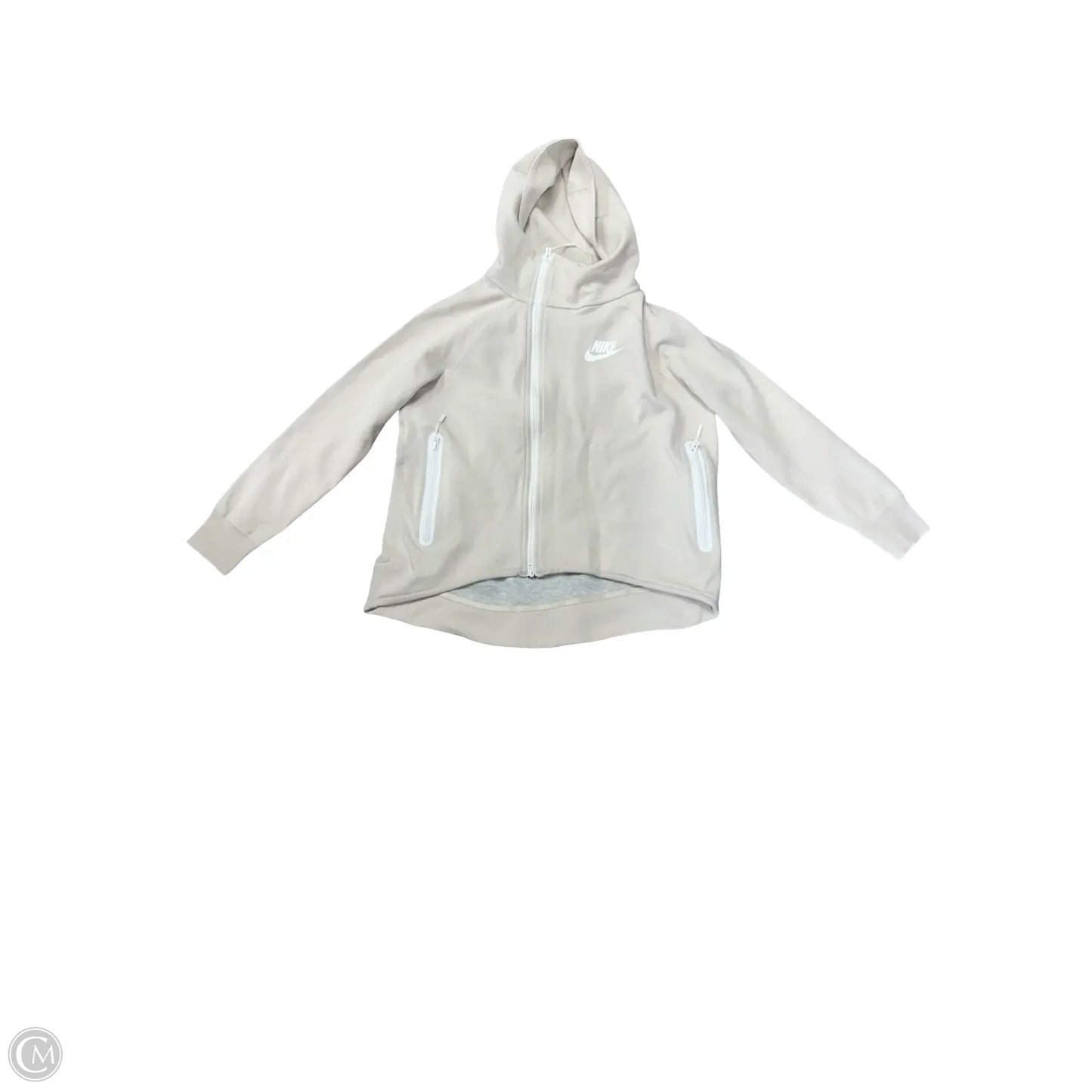 Athletic Sweatshirt Hoodie By Nike In Tan, Size: S