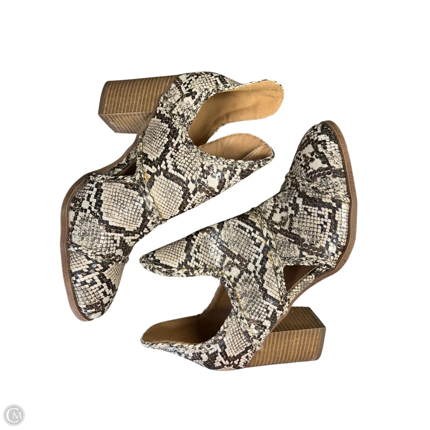 Boots Ankle Heels By Clothes Mentor In Snakeskin Print, Size: 10