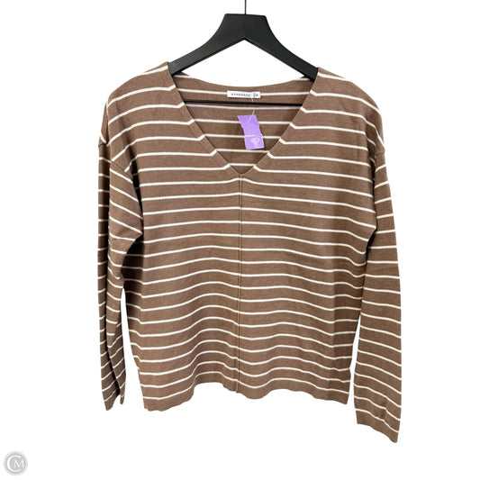 Top Long Sleeve Basic By Staccato In Tan & White, Size: M