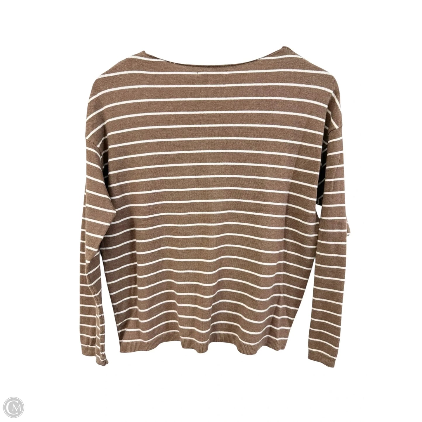 Top Long Sleeve Basic By Staccato In Tan & White, Size: M