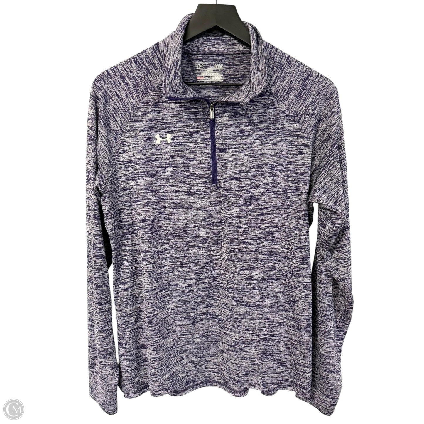 Athletic Top Long Sleeve Collar By Under Armour In Purple, Size: L