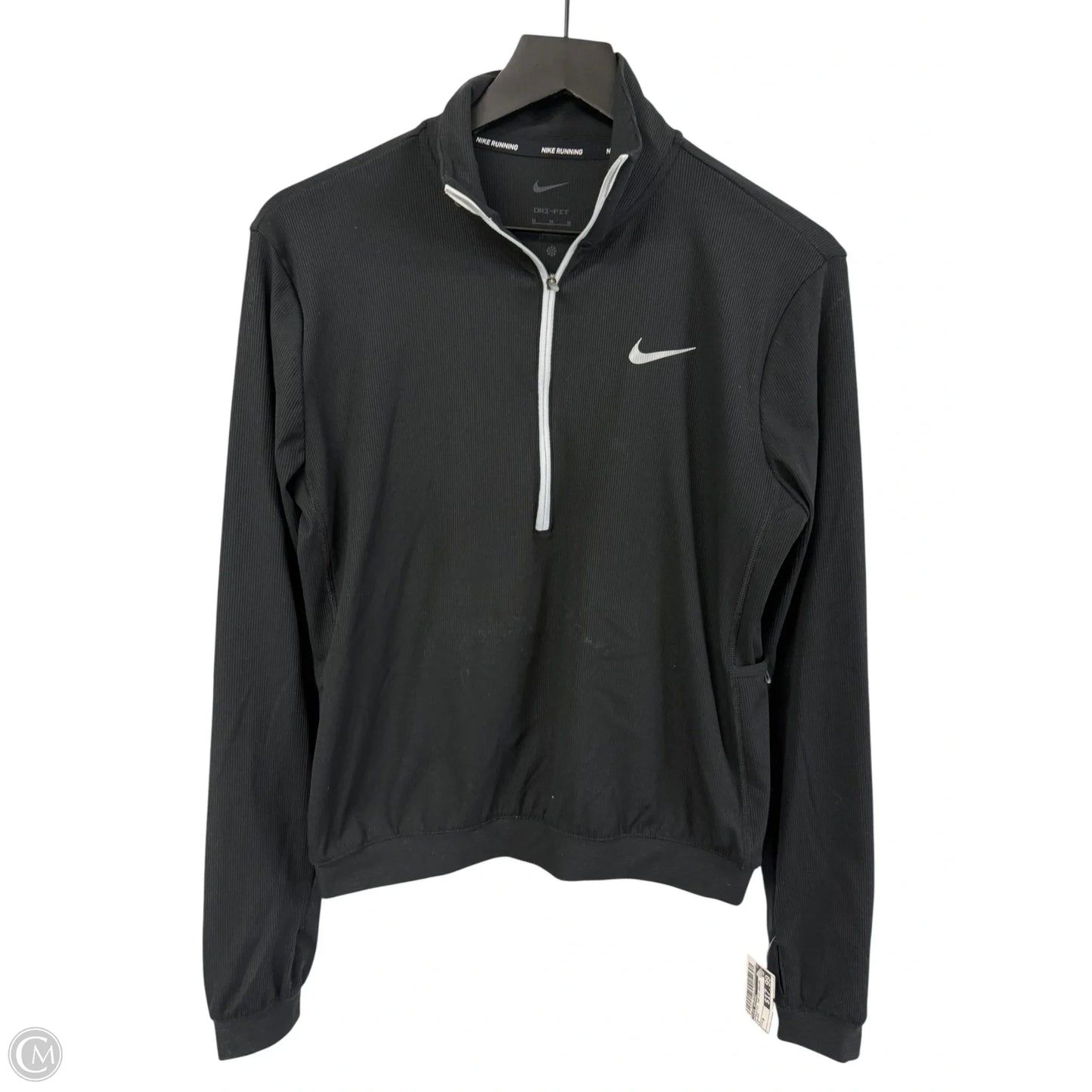Athletic Top Long Sleeve Collar By Nike Apparel In Black, Size: M