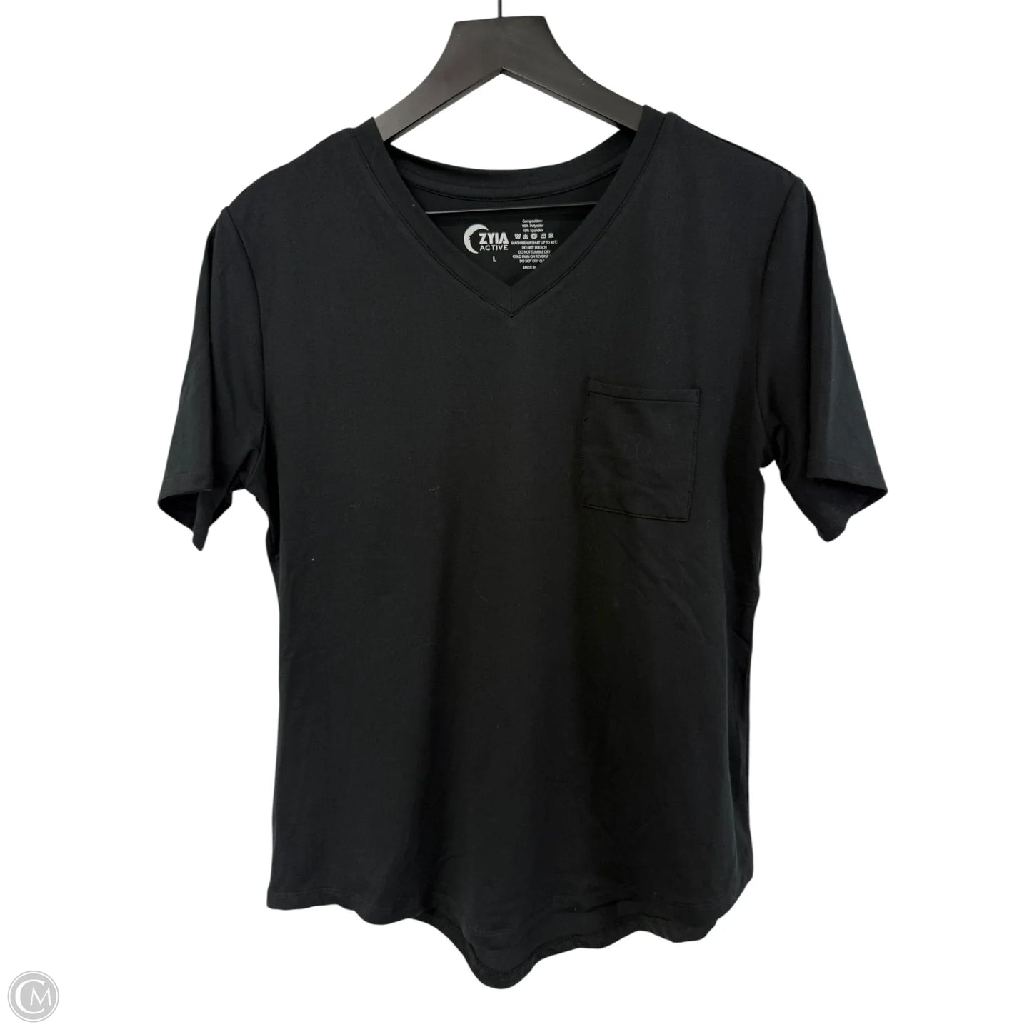 Athletic Top Short Sleeve By Zyia In Black, Size: L