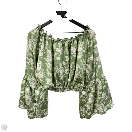 Top Long Sleeve By Peach Love Cream California In Green, Size: S
