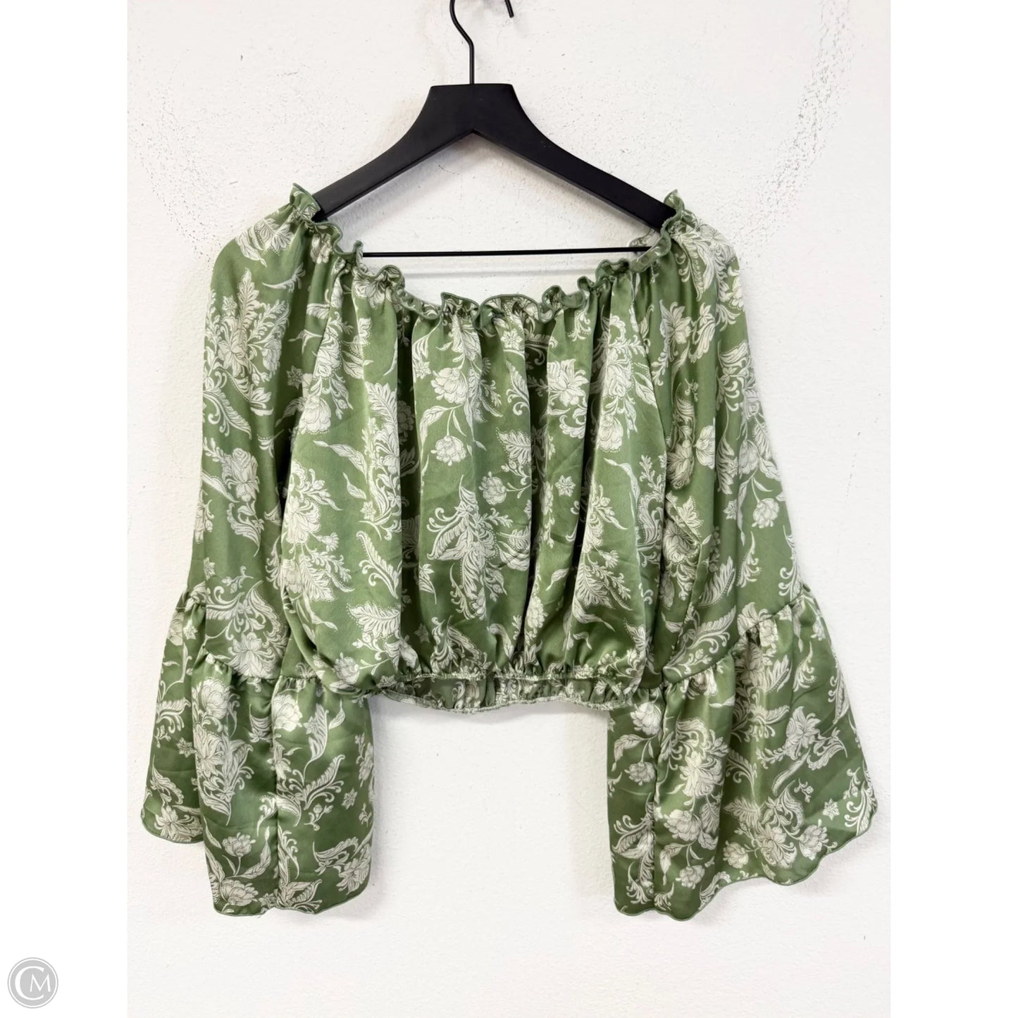 Top Long Sleeve By Peach Love Cream California In Green, Size: S