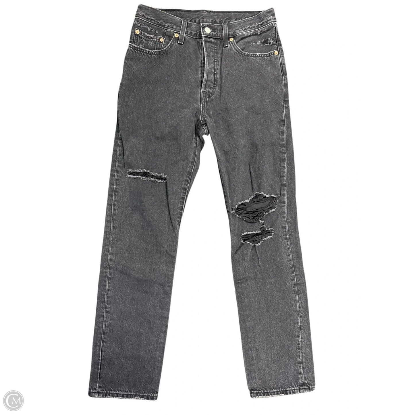 Jeans Straight By Levis In Black Denim, Size: 4