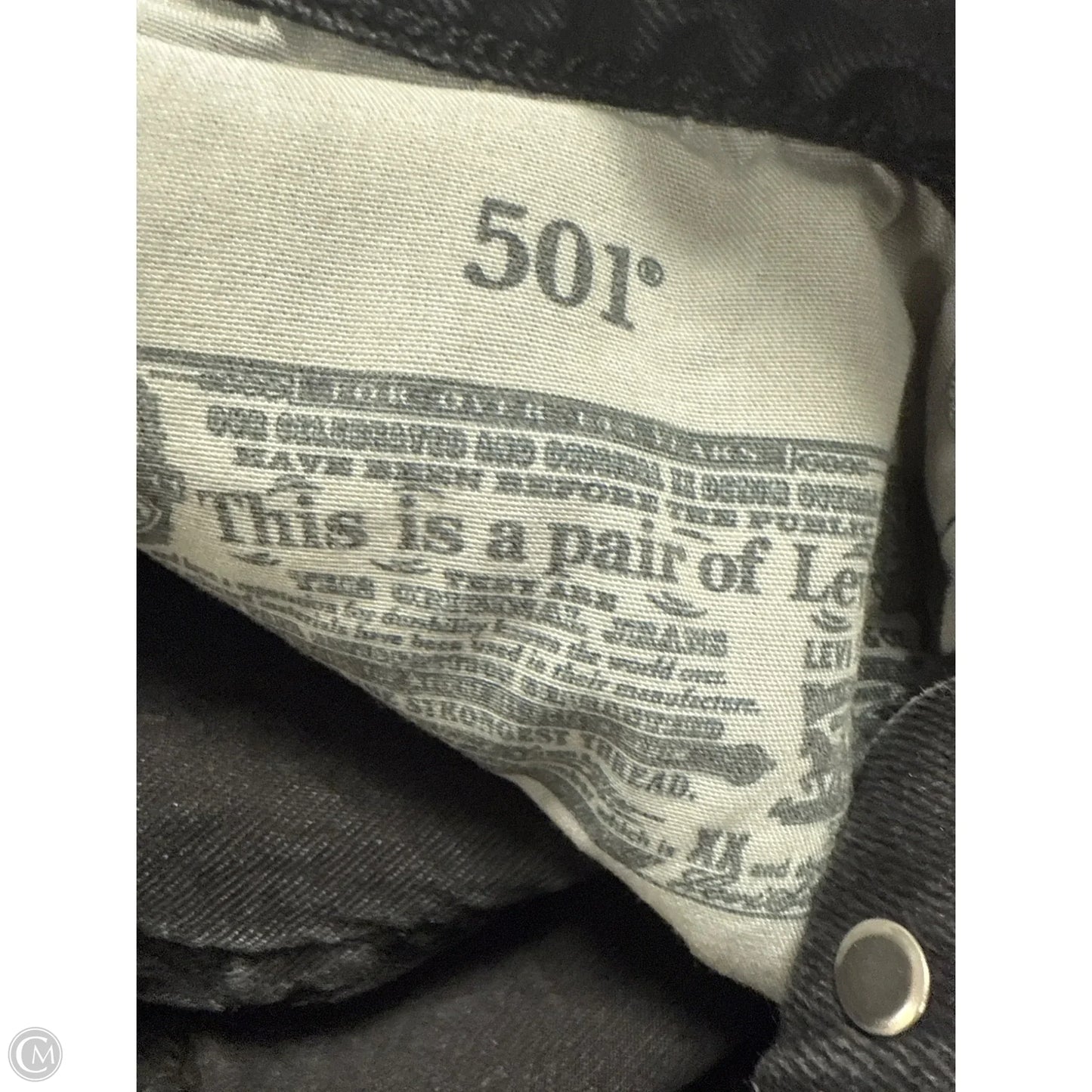 Jeans Straight By Levis In Black Denim, Size: 4