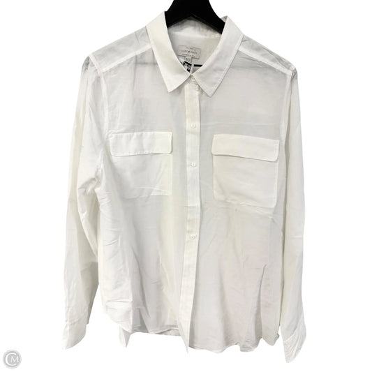 Blouse Long Sleeve By Lucky Brand In White, Size: Xl